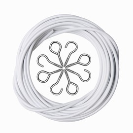 ASIWUJING Curtain Wire 5 Metres Net Curtain Wire Cord Cable with 6 Hooks and 6 Eyes…