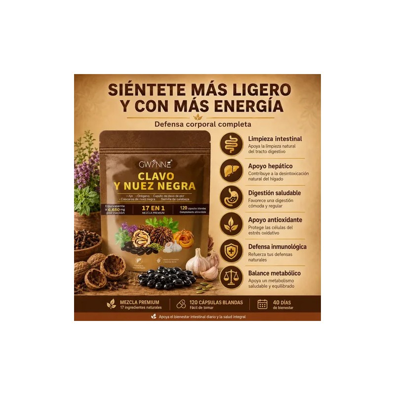 Gwynne Clavo Y Nuez Negra 18-en-1 De Olor Limpieza De