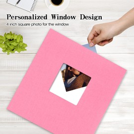 potricher Large Photo Album Self Adhesive 4x6 5x7 8x10 Pictures Linen Cover 40 Blank Pages Magnetic DIY Scrapbook Albums with A Metallic Pen (Pink)