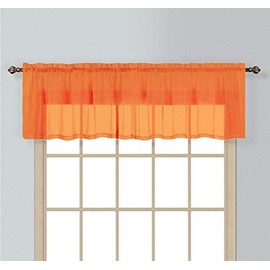 California Drapes 1PC Sheer Voile Window Treatment Valance for Kitchens, Bathrooms, Basements & More (Orange, 55" X 14")