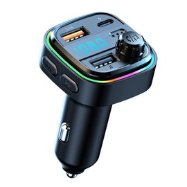 FM Transmitter Dual USB 1 Type C Multi Protection RGB Light Hands Free Car MP3 Player for Vehicle Travel Driving