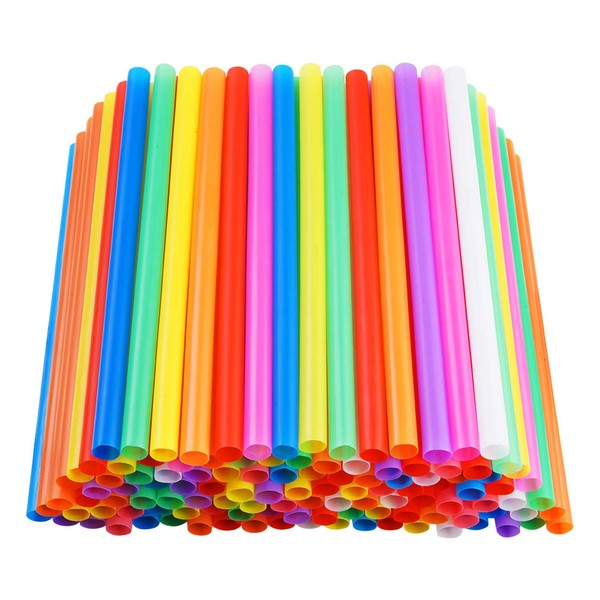 200 PCS Jumbo Smoothie Straws, Colorful Disposable Plastic Large Wide-mouthed Milkshake Straw (0.43" Diameter and 8.2" long)