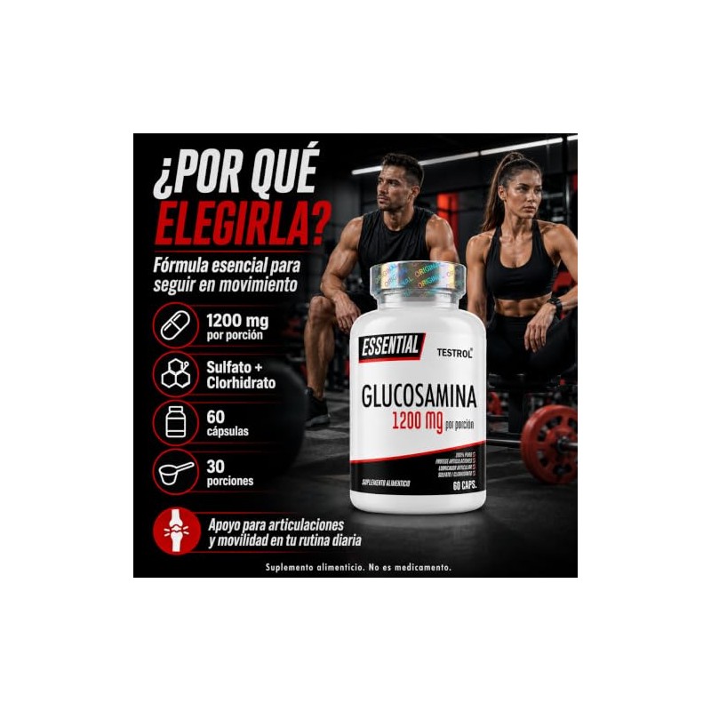 Testrol Glucosamina 1200 Por Porción Suplemento Rutina Movilidad Bienestar Articular