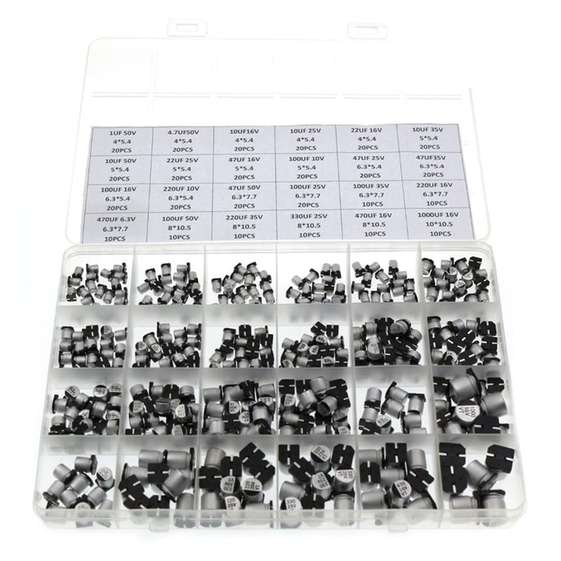 400Pcs Lot 1UF-1000UF 6.3V-50V 24 Value SMD Aluminum Electrolytic Capacitors