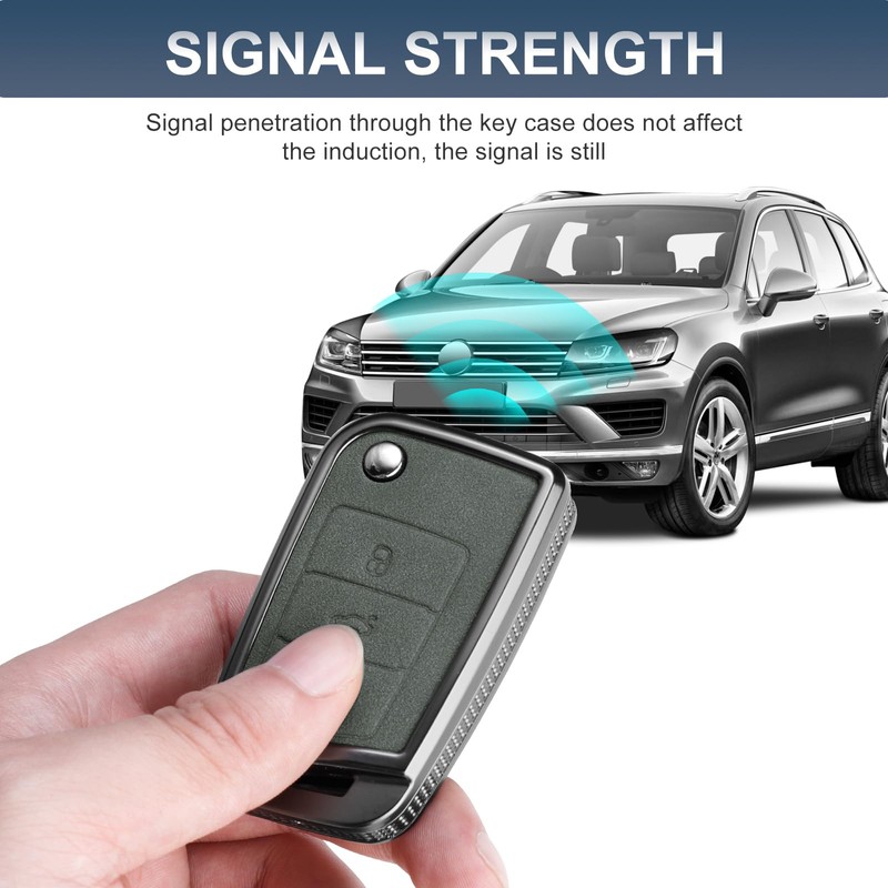 YO&YOYE Compatible with Volkswagen Key Fob Cover with Keychain Leather