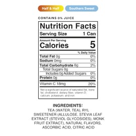 Ryl Iced Tea Front Porch Variety Pack, Sweet Tea and Half N' Half – Antioxidant Superblend, No Artificial Ingredients, Zero Sugar, Five Calories, Low Carb, Non-GMO, Made in the USA, 12-Pack, 16 Fl Oz