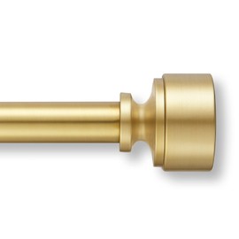 MODE Premium Collection Single Curtain Rod Set with Mod Doorknob Finials - 72 to 144 in, Gold