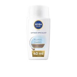 NIVEA SUN Daily Fluid with Colour SPF 50+ 40 ml, Face Sun Cream with Hyaluronic Acid, Licocalcon A & Niacinamide, Ultra Light Face Sun Cream with Matte Effect, Medium