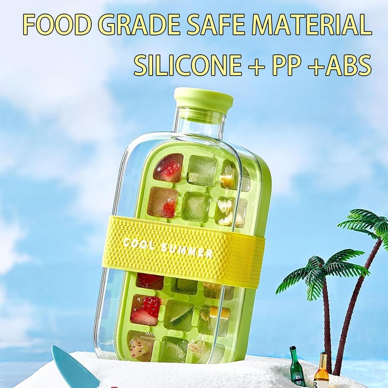 Ice Cube Bottle with Straw - 2 in 1 Water