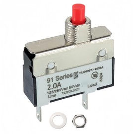 EPLZON 2A 2 Amps 125/250V AC 50V DC Manual Reset Push Button Thermal Circuit Breaker Overload Protection Quick Connect Terminals Switch for Upright Vacuum Cleaner(1Pack)