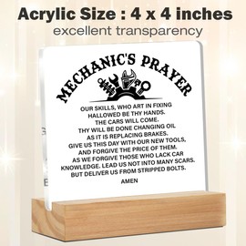 Mechanics Gifts Best Gift for Mechanics, Mechanics Prayer Acrylic Desk Sign Home Office Decor 4 x 4 Inches