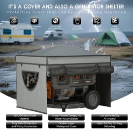 Generator Tent Cover with Bracket,Generator Covers While Running,Rooftop Design,No Water Accumulation,100% Waterproof Heavy Duty Tarps Generator Tent,38 "x28 " x27 ",Gray.
