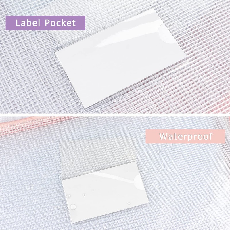 Tamaki 6 Pack Mesh Zipper Pouch with Label Pocket, Waterproof