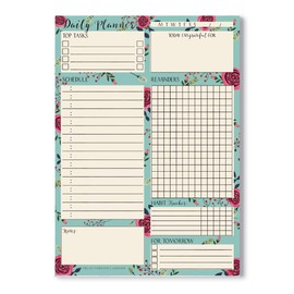 Daily Planner Pad 100 Sheets (Thicker Pages 90gsm) Things to Do Today Notepad to Do List Daily Time Schedule Deskpad Undated Daily Task Checklist Floral Stationery