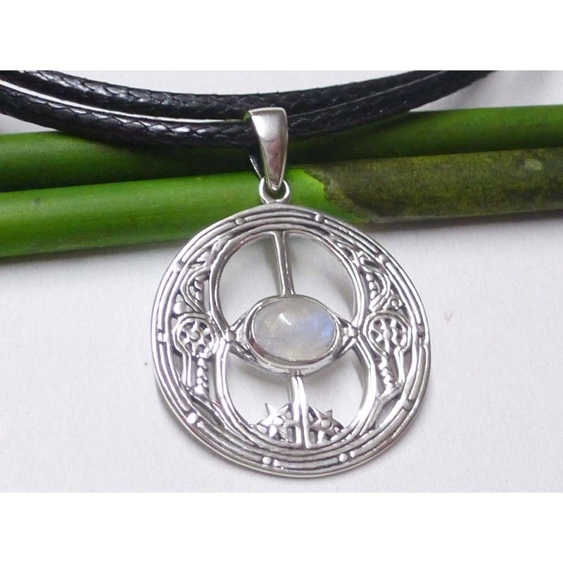 Silver Moonstone Pendant "Avalon" Design Made of Sterling Silver with