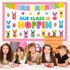 Qyeahkj 60Pcs Easter Bulletin Board Decoration Easter Egg Bunny Cutout