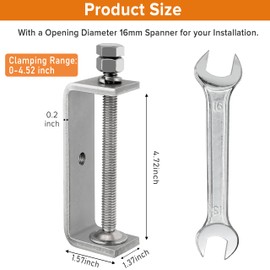 Eunenete 120MM 304 Heavy Duty Stainless Steel C Clamps Tiger Clamp Woodworking Clamp,Features Stable Wide Jaws and Protective Pads (2 Pcs)