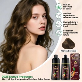 Shampoo Con Tinte Instantáneo 3 En 1 Jengibre Castaño Marrón