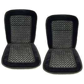 ALLBrand Natural Wooden Bead Car Seat Cushion - Comfortable Massaging Cushion for Office and Travel (Bamboo-Black)