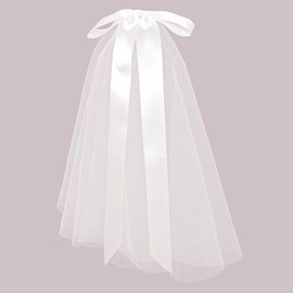 JUSTUSNX White Wedding Short Veil, Bow Bride Veil with Clip for Women and Girls Party Accessories