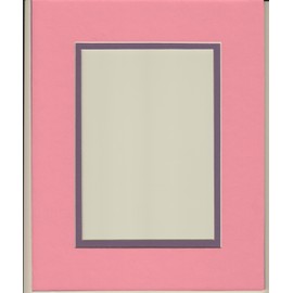 16x20 Bubble Gum Pink & Purple Double Picture Mat, Bevel Cut for 11x14 Picture or Photo