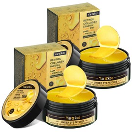 2 Stück 24K Gold Kollagen Hydrogel Anti Aging Augenmaske, 60 Pcs feuchtigkeitsspendende Augenpad-Maske, 30 Paar Hyaluronsäure Augenpads, Falten, Gegen Augenringe, dunkle Ringe Tränensäcke
