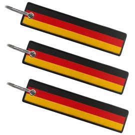 FHZJKJX 3 Pack Germany Flag Keychain Tag with Key Ring - Keys, Cars, Motorcycles, Backpacks, Luggage and Gifts - EDC