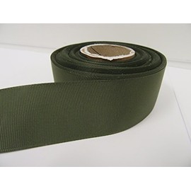 2 metres of 38mm Grosgrain Ribbed Ribbon Olive Dark Green Double Sided 38 mm 3.8cm