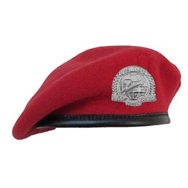 Scarlet (Red) Unlined Beret with Leather Sweatband (USAF Combat Control Team Beret Crest, 7 7/8)