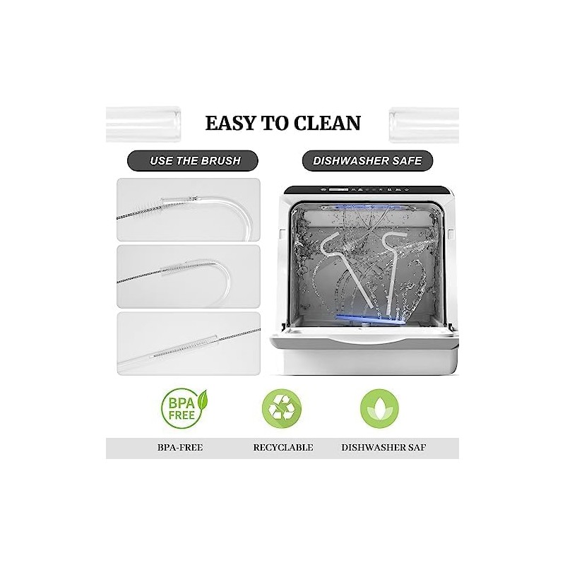 3pcs Reusable Glass Anti - Wrinkle Drinking Straws for Lip,