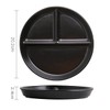 AIYoo 8 inch Black Ceramic Divided Dinner Plates for Adults,2