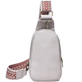EINYNIUER Chest Bag Women's Sling Bag, PU Leather Crossbody Bag Small Shoulder Bag Women Shoulder Bags for Outdoor Sports/Travel/Shopping, gray