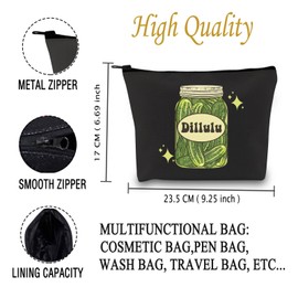 JXGZSO Dill Pickle Cosmetic Bag Funny Dillulu Makeup Bag Canned Pickles Makeup Pouch Canning Enthusiasts Gift Cucumber Lover gift (Dillulu Bag)