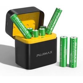 HIKITMATE Rechargeable AA Batteries, 1.5V 3600mWh, 12-Pack with Fast Charger, Li-ion Double A Batteries, 1800 Cycle Capacity