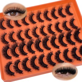 SISIYDY False Eye Lashes Strips Wispy Faux Mink 3D Cat Eyelashes 18mm 20mm Long Fluffy D Curl Strips Lashes Multipack Pack 2 Styles Mixed Lash Bulk YH320