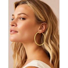 FaithHeart Big Gold Hoop Earrings for Women, Dainty Hypoallergenic Stainless Steel Large 70mm Hoop Earrings Birthday Jewelry Gifts