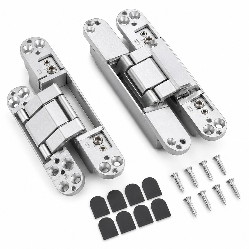 2-Piece 3D Adjustable Hidden Door Hinges, Concealed Cross Hinges for