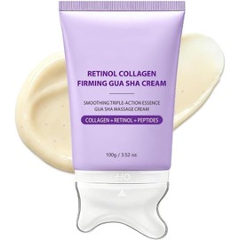 Crema Reafirmante para Cuello con Retinol y Colágeno, Crema Hidratante Facial y Cervical con Aplicador Gua Sha Integrado, Tratamiento Antienvejecimiento Unisex para Todo Tipo de Piel