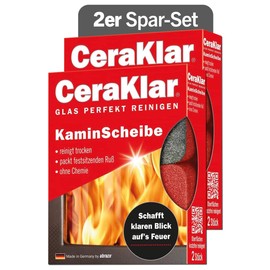 abrazo CeraKlar KaminScheibe, pulizia dei vetri senza graffi e senza prodotti chimici, 4 pezzi (2x2)