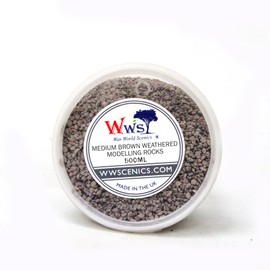 WWS War World Scenics WWScenics Medium Brown Model Rocks 1-3 mm | 500 ml Cup | Basing Materials Diorama Model Making