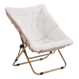 Tiita Comfy Saucer Chair, Soft Faux Fur Oversized Folding Accent Chair, Lounge Lazy Chair for Kids Teens Adults, Metal Frame Moon Chair for Bedroom, Living Room, Dorm Rooms