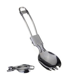 2 Pcs Foldable Cutlery Stainless Steel Folding Spork Lightweight Outdoor Spoon Fork for Hiking Survival Camping Travel