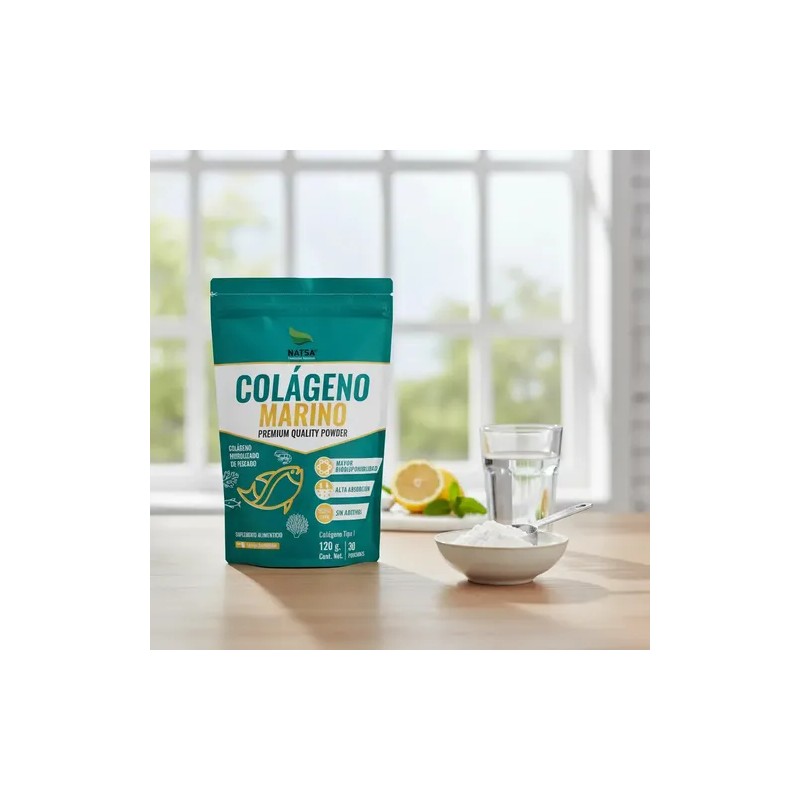NATSA Colageno Marino Polvo 120 g, Sabor Natural, Calidad Premium