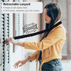 Stretchy Scrunchie Lanyard for ID Badges Keys, Cute Teacher Lanyard for Women with 2 Card Holders 19.6 Inch