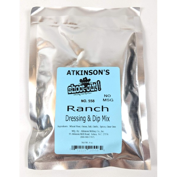 Atkinson's Shoot-out Ranch Dressing & Dip Mix #558 No MSG 4 oz. Packet Makes 1 Gallon