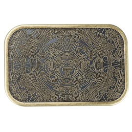 Longcreek Bronze Aztec Calendar Belt Buckle, Zinc Alloy, Fits 1.5 Inch Belts, Vintage Style