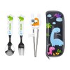 (KitchenU) Baby Toddler Cutlery Dinosaur Training Chopsticks Spoon and Fork