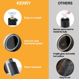Kerry Outdoor Wall Lights, Up Down Mains Powered Lighting, Black Stainless Steel IP44 Waterproof, Exterior Wall Sconce for Indoor, Front Door, Patio, Hallway, Porch, Garden, Garage, Post
