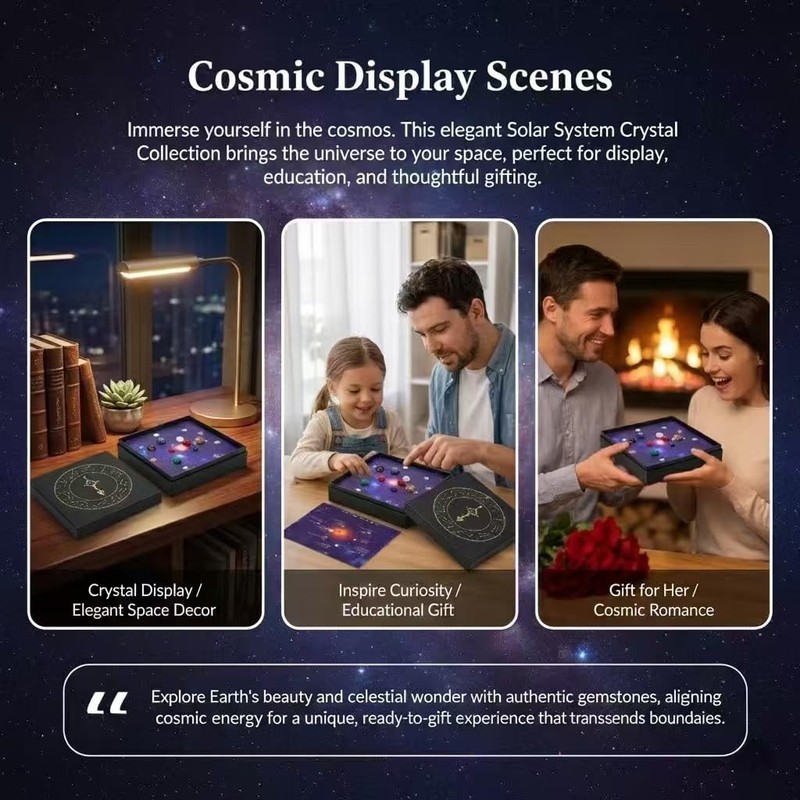 Solar System Crystal Collection - 8 Planets Gemstone Set &