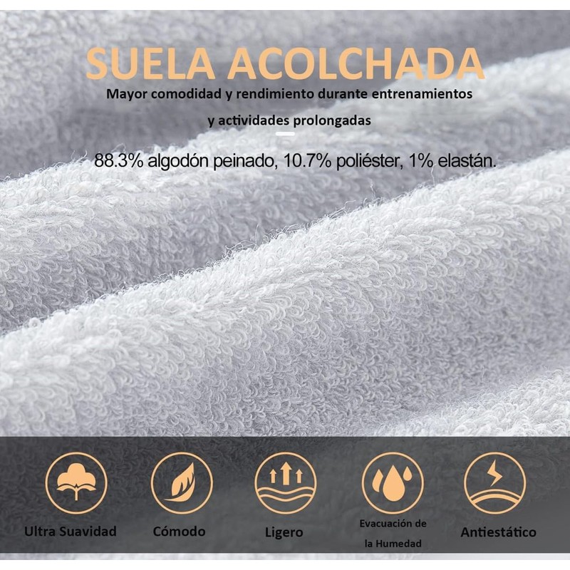 6 Pares Calcetines Deportivos para Hombre y Mujer, Calcetas Antideslizantes